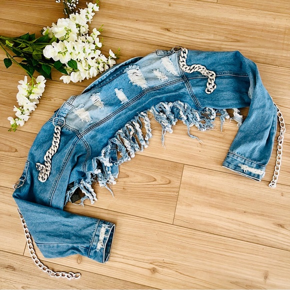 Fashion Nova Patch & Chain Jacket - Picture 4 of 14